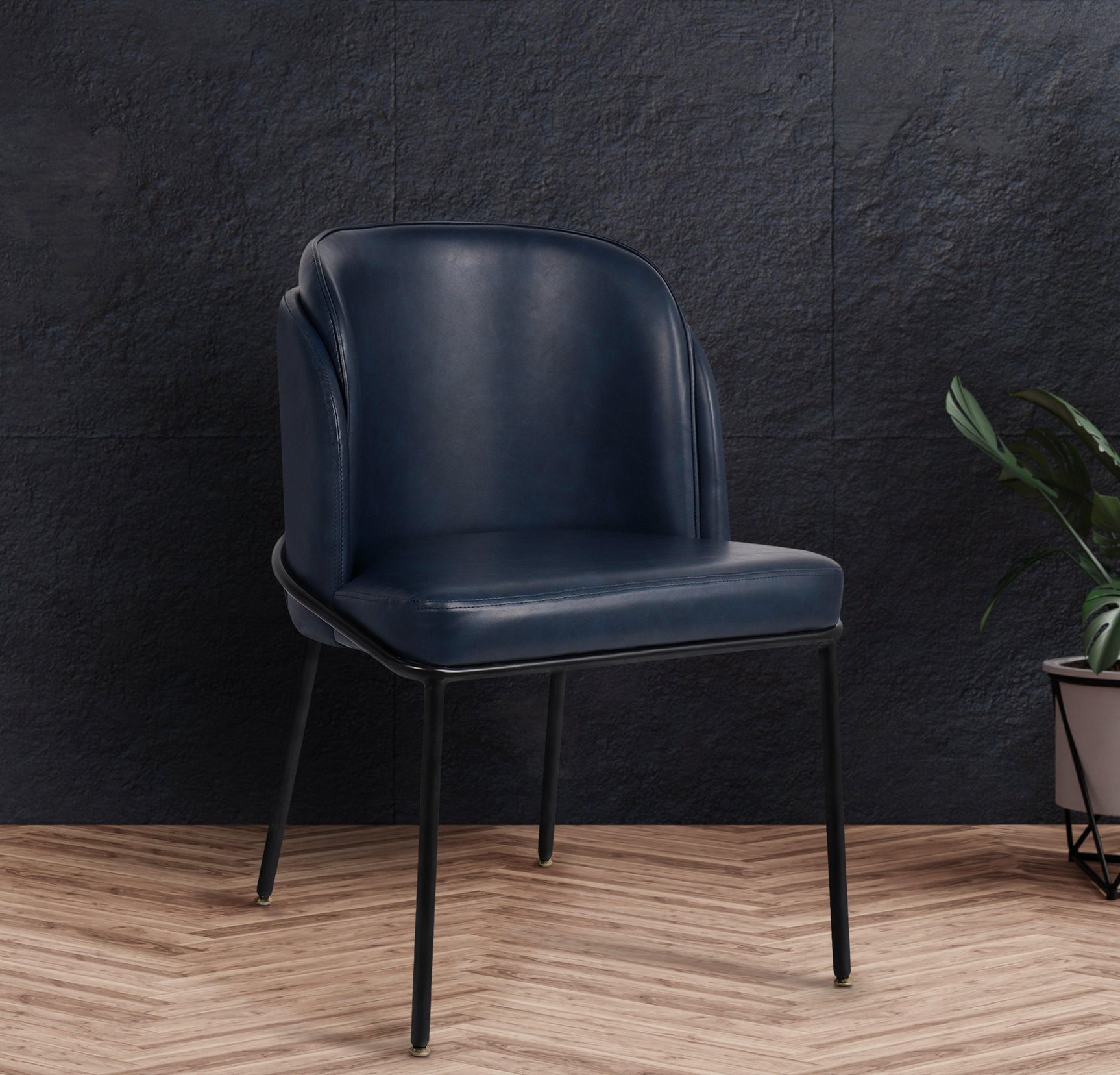 Jagger Blue Faux Leather Dining Chair 883Navy-c - Ella Furniture