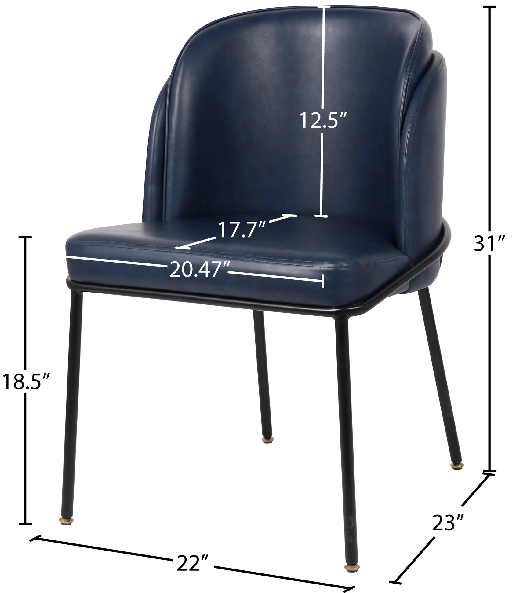 Jagger Blue Faux Leather Dining Chair 883Navy-c - Ella Furniture