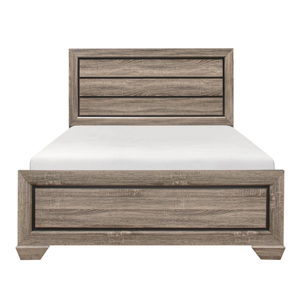 Beechnut Natural Contemporary Sleek Faux Wood Veneer, Wood And Engineered Wood King Panel Bed - Ella Furniture