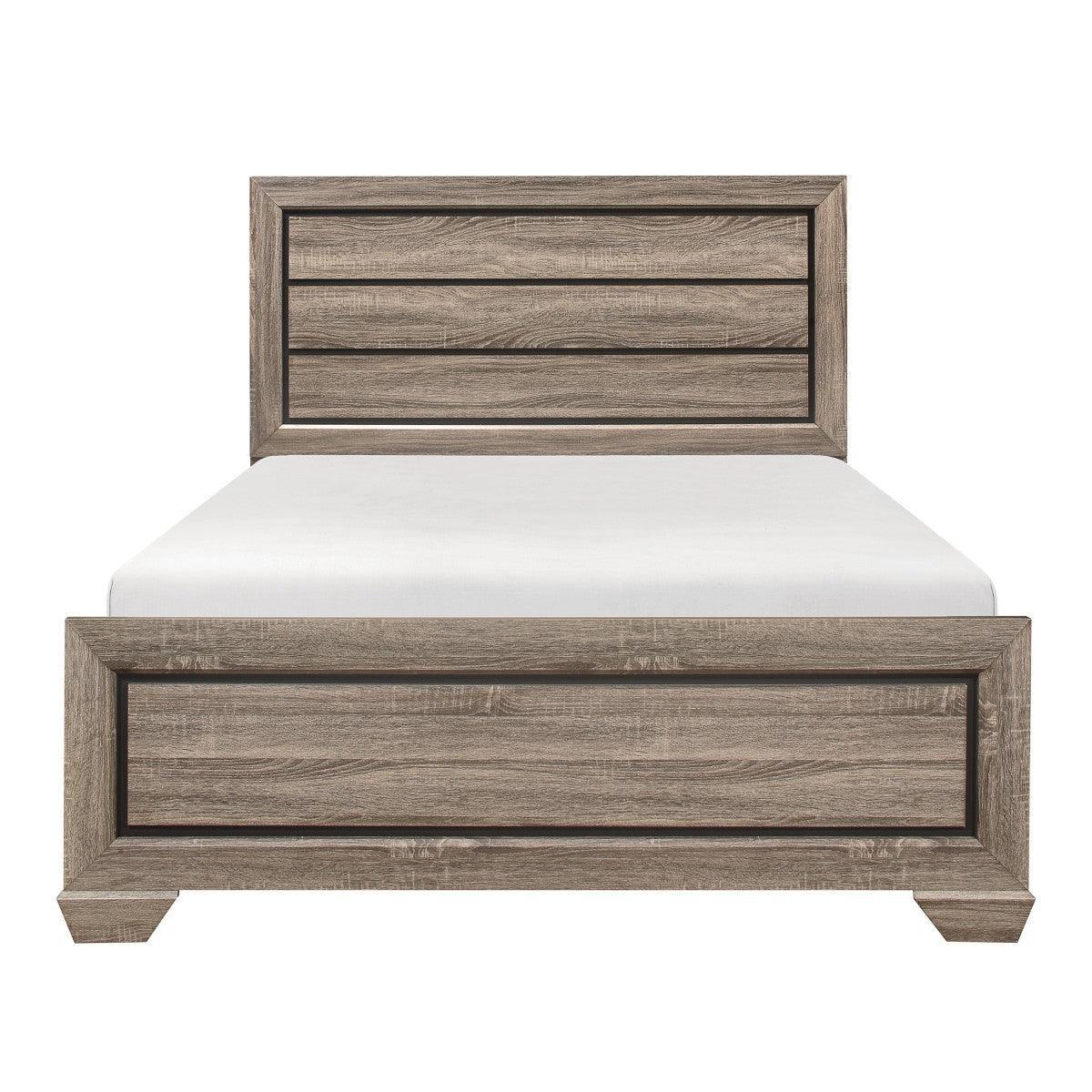 Beechnut Natural Contemporary Sleek Faux Wood Veneer, Wood, Engineered Wood Youth Queen Panel Bed - Ella Furniture