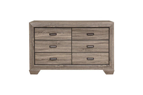 Beechnut Light Elm Contemporary Rustic Faux Wood Veneer Wood And Engineered Wood Panel Bedroom Set - Ella Furniture