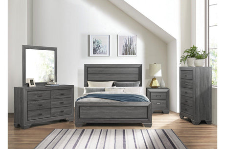 Beechnut Gray Contemporary Rustic Faux Wood Veneer Wood And Engineered Wood Panel Bedroom Set - Ella Furniture