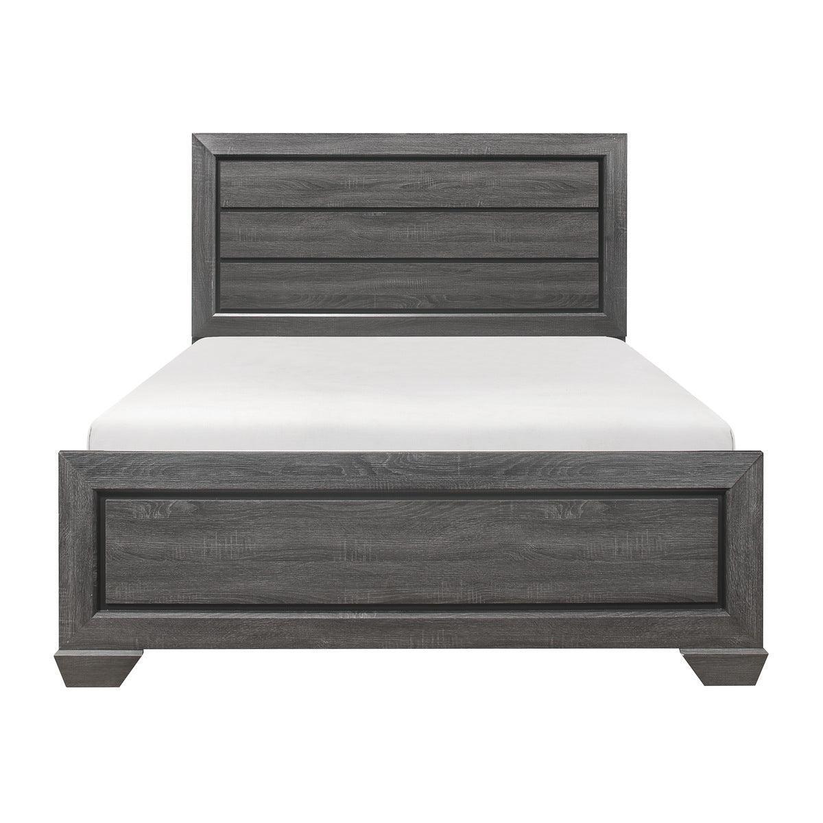 Beechnut Gray Contemporary Sleek Faux Wood Veneer, Wood, Engineered Wood Youth Queen Panel Bed - Ella Furniture