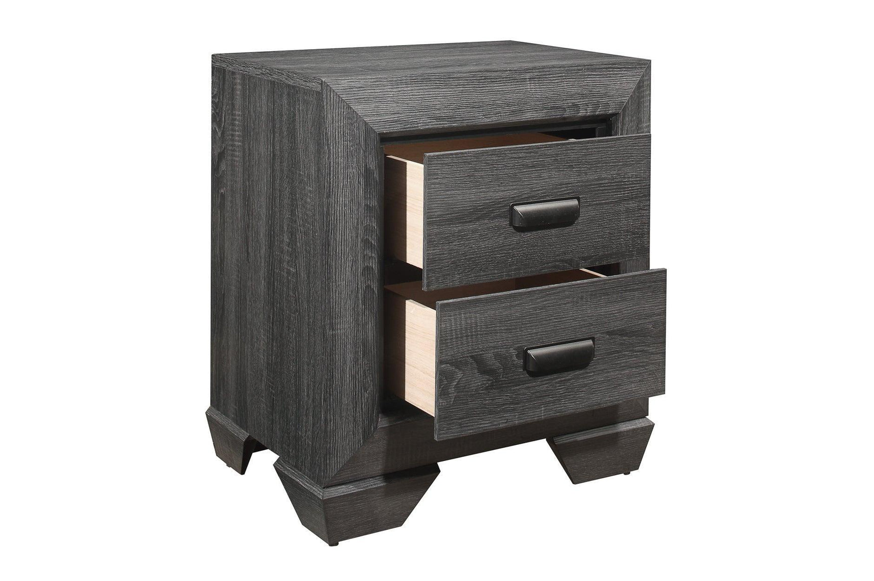 Beechnut Gray Contemporary Rustic Faux Wood Veneer Wood And Engineered Wood Panel Bedroom Set - Ella Furniture