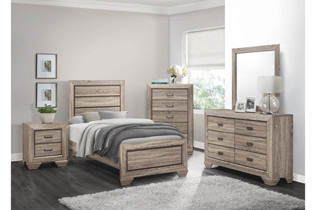Beechnut Light Elm Contemporary Rustic Faux Wood Veneer Wood And Engineered Wood Panel Bedroom Set - Ella Furniture
