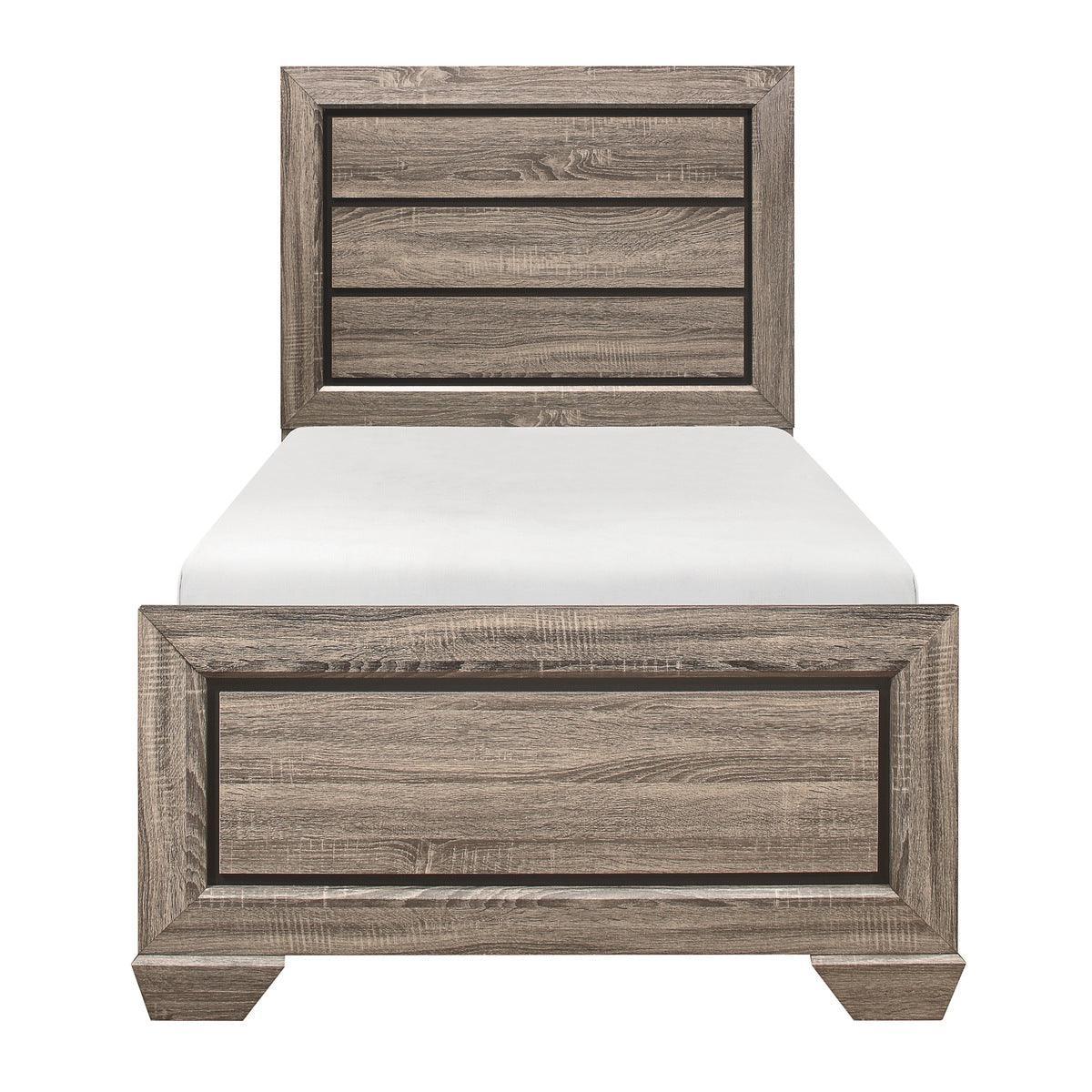 Beechnut Natural Modern Contemporary Sleek Faux Wood Veneer Engineered Wood Youth Twin Panel Bed - Ella Furniture