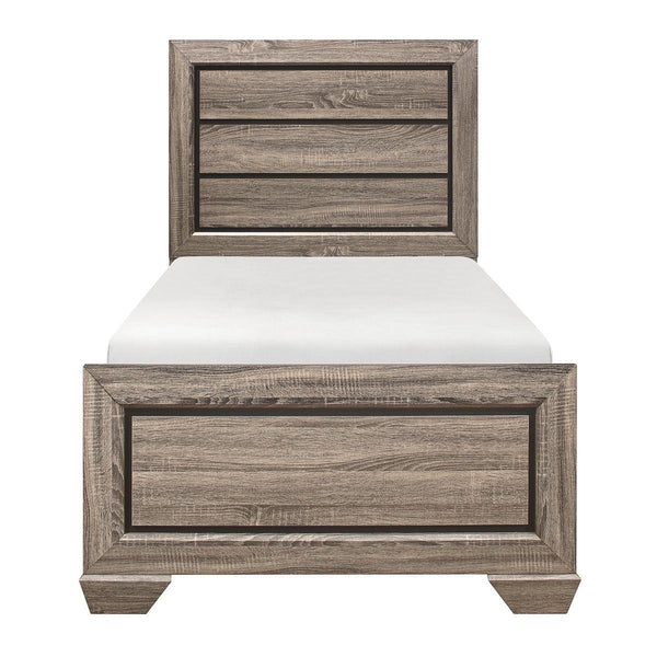 Beechnut Natural Modern Contemporary Sleek Faux Wood Veneer, Wood And Engineered Wood Twin Bed - Ella Furniture
