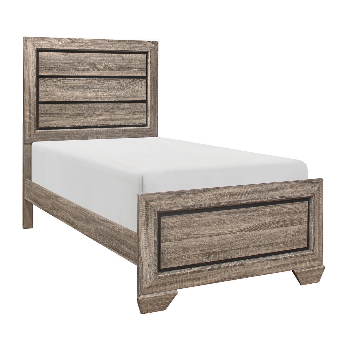 Beechnut Natural Modern Contemporary Sleek Faux Wood Veneer Engineered Wood Youth Twin Panel Bed - Ella Furniture
