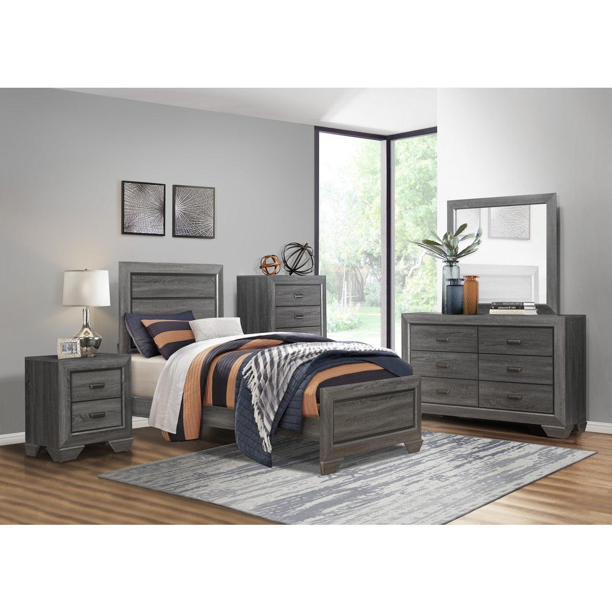 Beechnut Gray Contemporary Faux Wood Veneer, Wood And Engineered Wood Youth Twin Panel Bed - Ella Furniture