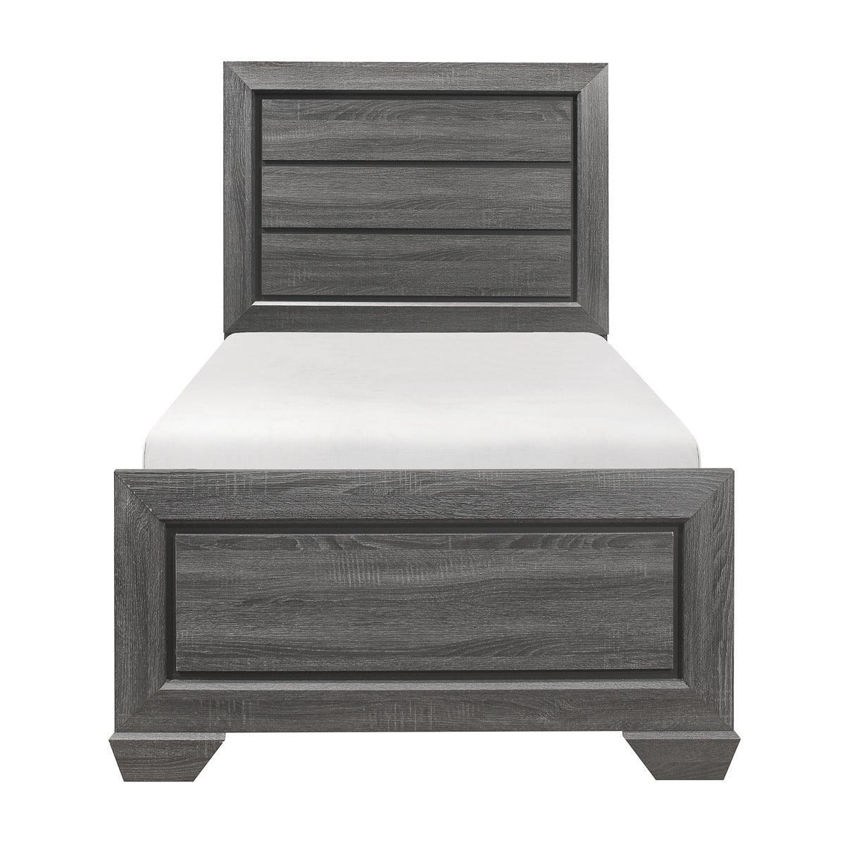 Beechnut Gray Contemporary Faux Wood Veneer, Wood And Engineered Wood Youth Twin Panel Bed - Ella Furniture