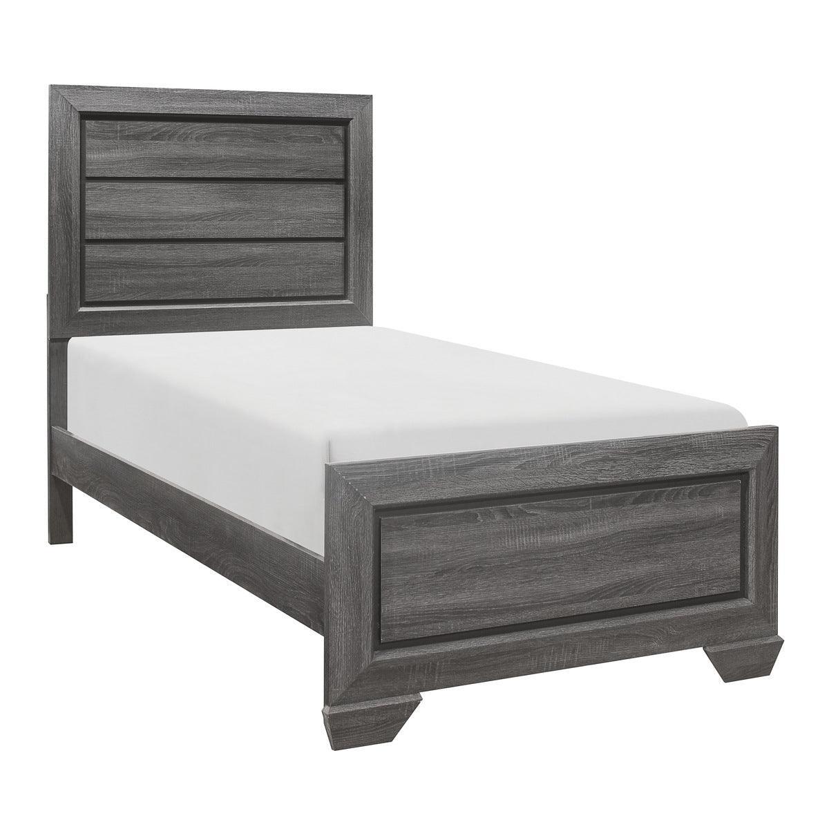 Beechnut Gray Contemporary Faux Wood Veneer, Wood And Engineered Wood Youth Twin Panel Bed - Ella Furniture