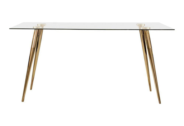 Gilman Rectangle Glass Top Dining Table 190621Gld - Ella Furniture