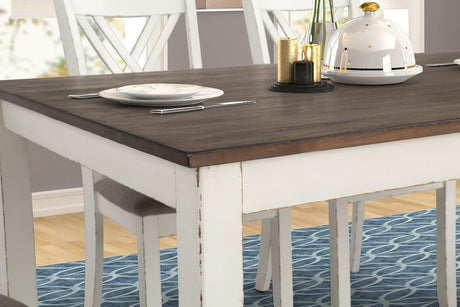 Fortress Chestnut And Vintage White Rectangular Dining Room Set - Ella Furniture