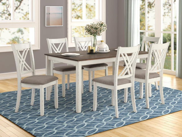 Fortress Chestnut And Vintage White Rectangular Dining Room Set - Ella Furniture