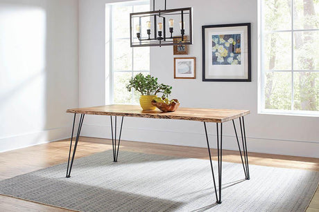 Sherman Rectangular Dining Table Natural Acacia And Matte Black - Ella Furniture