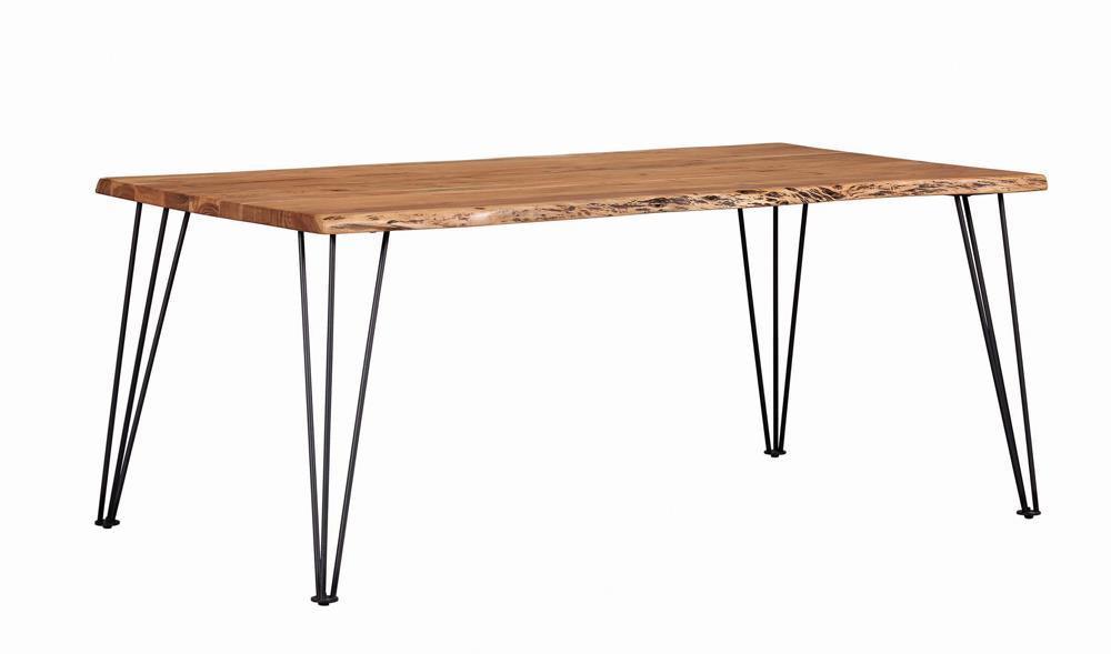 Sherman Rectangular Dining Table Natural Acacia And Matte Black - Ella Furniture