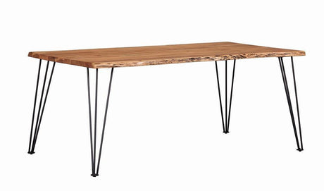 Sherman Rectangular Dining Table Natural Acacia And Matte Black - Ella Furniture