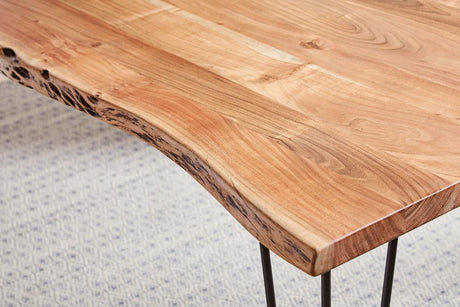 Sherman Rectangular Dining Table Natural Acacia And Matte Black - Ella Furniture