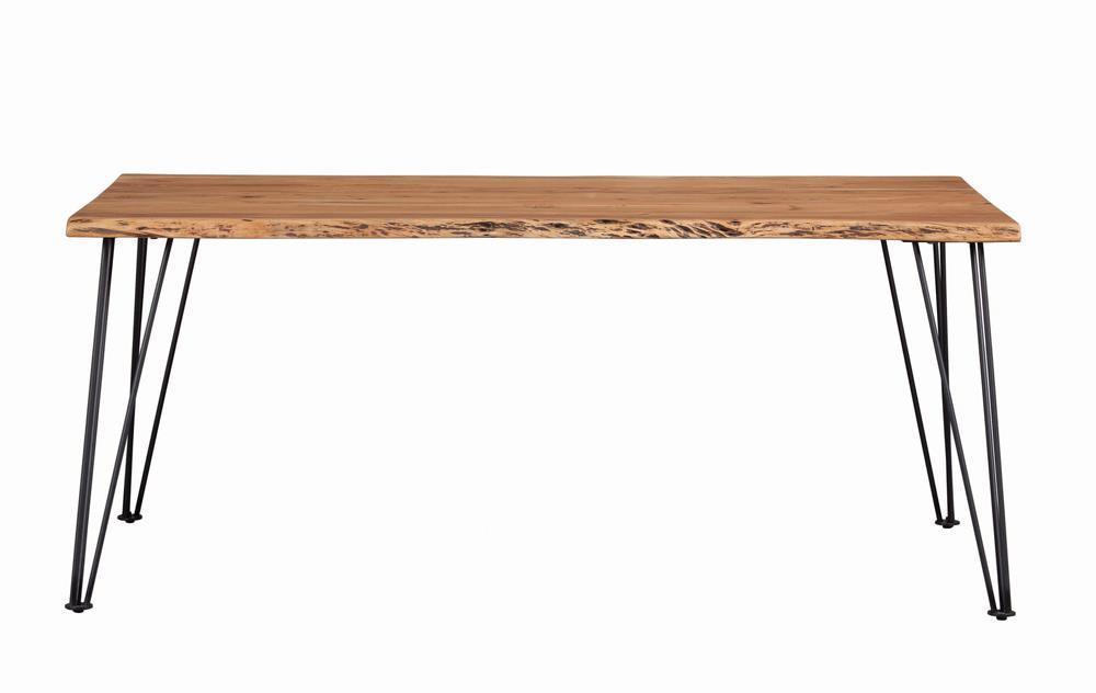 Sherman Rectangular Dining Table Natural Acacia And Matte Black - Ella Furniture