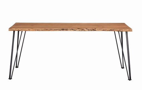 Sherman Rectangular Dining Table Natural Acacia And Matte Black - Ella Furniture