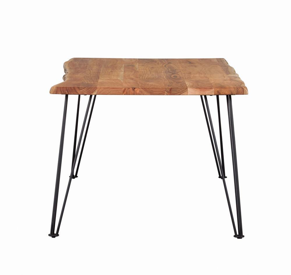 Sherman Rectangular Dining Table Natural Acacia And Matte Black - Ella Furniture