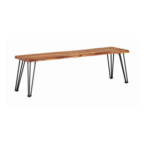 Sherman Rectangular Dining Table Natural Acacia And Matte Black - Ella Furniture