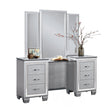Allura Silver Faux Alligator Embossed Wood And Engineered Wood Vanity Dresser With Mirror - Ella Furniture