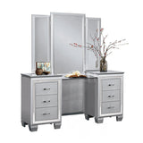 Allura Silver Faux Alligator Embossed Wood And Engineered Wood Vanity Dresser With Mirror - Ella Furniture
