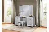 Allura Silver Contemporary Solid Wood Faux Leather Upholstered Tufted LED Panel Bedroom Set - Ella Furniture