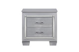 Allura Silver Contemporary Solid Wood Faux Leather Upholstered Tufted LED Panel Bedroom Set - Ella Furniture