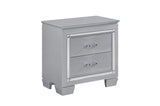 Allura Silver Contemporary Solid Wood Faux Leather Upholstered Tufted LED Panel Bedroom Set - Ella Furniture