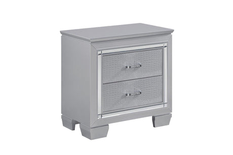 Allura Silver Contemporary Solid Wood Faux Leather Upholstered Tufted LED Panel Bedroom Set - Ella Furniture