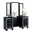 Allura Black Faux Alligator Embossed Wood And Engineered Wood Vanity Dresser With Mirror - Ella Furniture