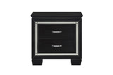 Allura Black Glamour Contemporary Solid Wood Faux Leather Upholstered Tufted LED Panel Bedroom Set - Ella Furniture