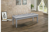 Allura Silver Contemporary Solid Wood Faux Leather Upholstered Tufted LED Panel Bedroom Set - Ella Furniture