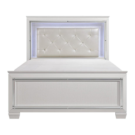 Allura White Wood And Engineered Wood Faux Leather Upholstered Tufted LED Youth Panel Bedroom Set - Ella Furniture