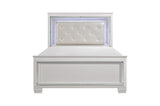 Allura White Modern Contemporary Solid Wood Faux Leather Upholstered Tufted LED Panel Bedroom Set - Ella Furniture