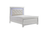 Allura White Modern Contemporary Solid Wood Faux Leather Upholstered Tufted LED Panel Bedroom Set - Ella Furniture