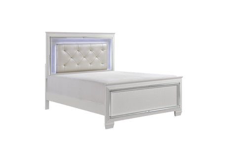 Allura White Modern Contemporary Solid Wood Faux Leather Upholstered Tufted LED Panel Bedroom Set - Ella Furniture