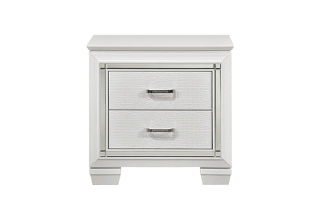 Allura White Modern Contemporary Solid Wood Faux Leather Upholstered Tufted LED Panel Bedroom Set - Ella Furniture