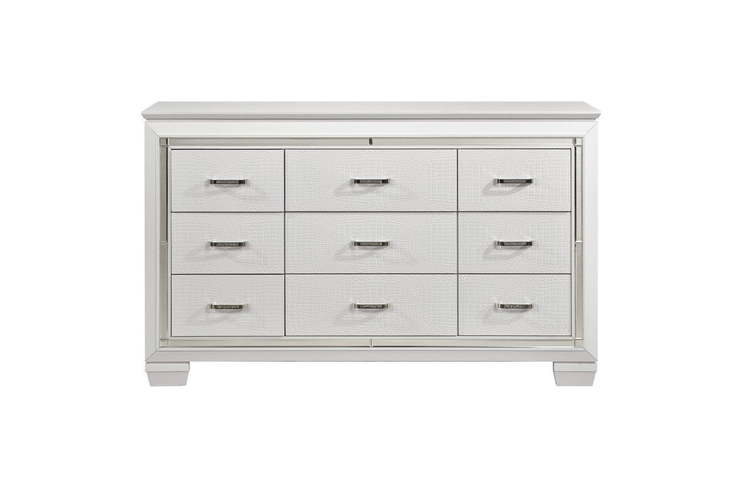 Allura White Modern Contemporary Solid Wood Faux Leather Upholstered Tufted LED Panel Bedroom Set - Ella Furniture