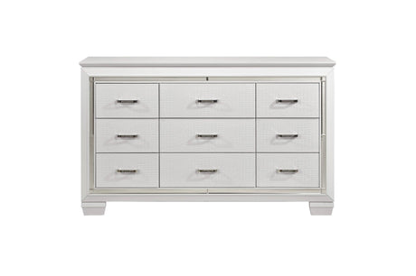 Allura White Modern Contemporary Solid Wood Faux Leather Upholstered Tufted LED Panel Bedroom Set - Ella Furniture