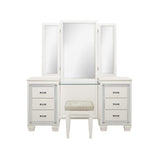 Allura White Faux Alligator Embossed Wood And Engineered Wood Vanity Dresser With Mirror - Ella Furniture