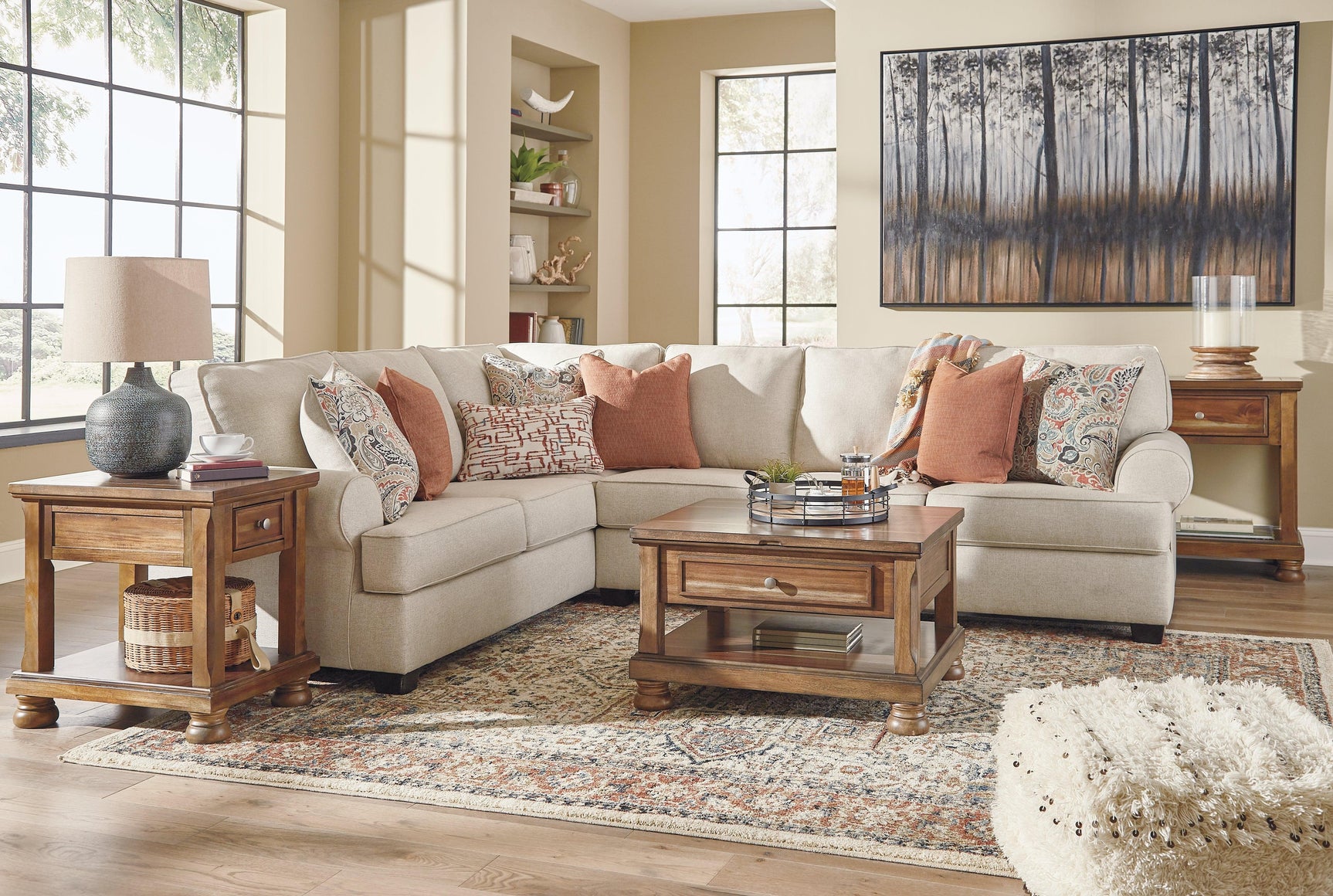 Amici Linen Chenille 3-Piece Sectional - Ella Furniture