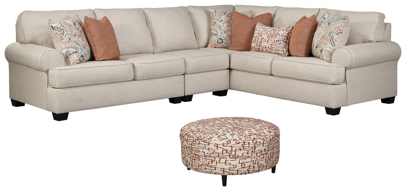 Amici Linen 3-Piece Sectional With Ottoman - Ella Furniture