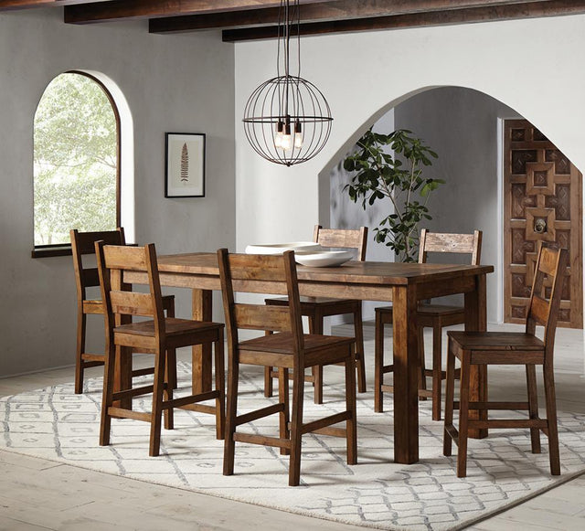 Coleman Rustic Golden Brown Rectangular Counter Height Set - Ella Furniture