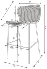 Mckinley Upholstered Bar Stools With Footrest (Set Of 2) Brown And Sandy Black - Ella Furniture