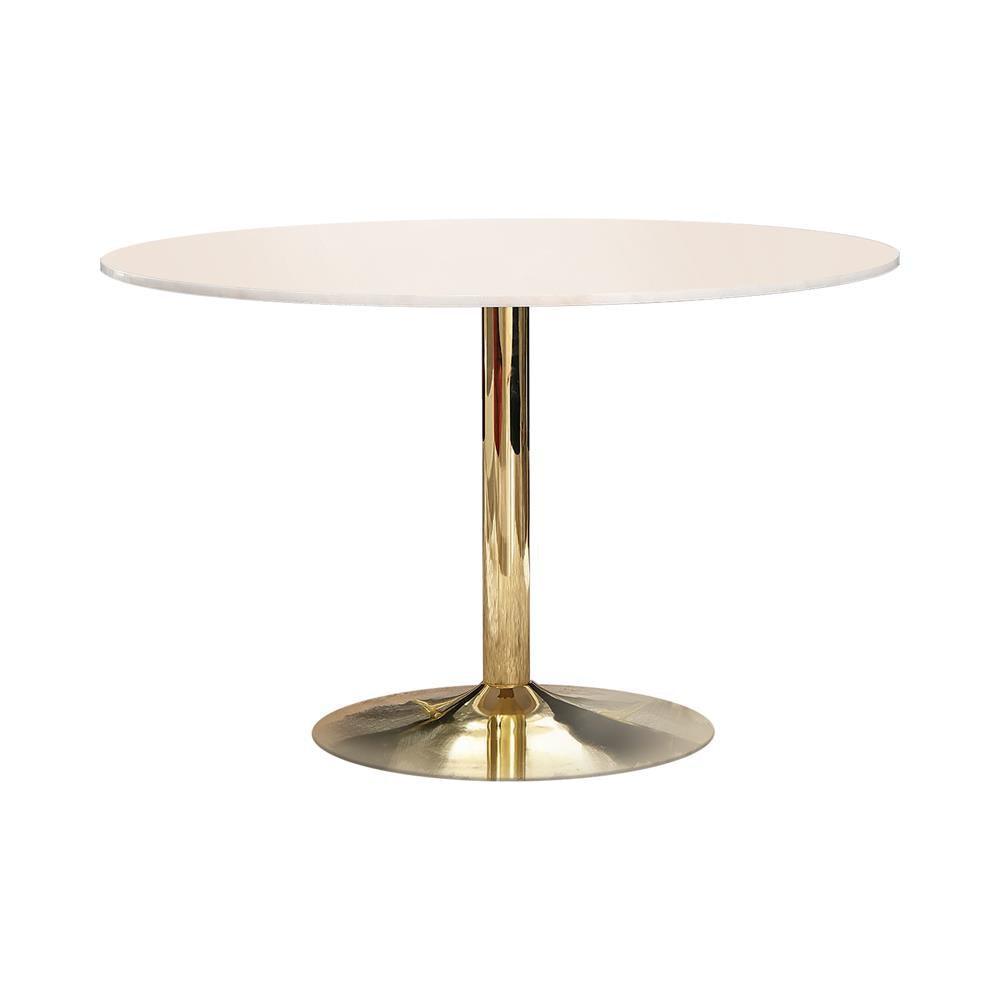 Kella Round Dining Table Natural Marble And Gold - Ella Furniture