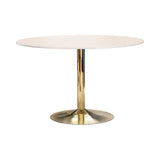 Kella Natural Marble And Gold Circular Dining Room Set - Ella Furniture