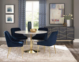 Kella Round Dining Table Natural Marble And Gold - Ella Furniture